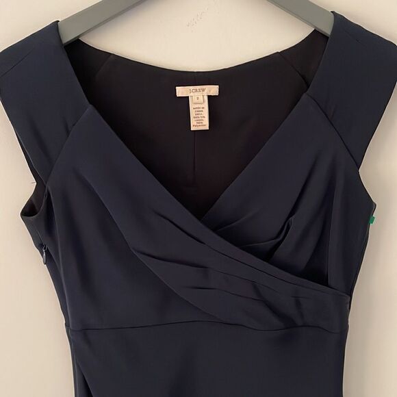 J Crew Navy Silk Dress. Size 2 A-line. - Picture 2 of 9